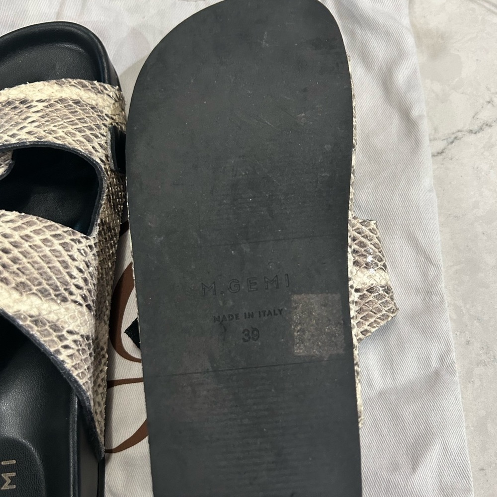 M. Gemi Snakeskin Pattern Sandals - Black and Cream - Picture 3 of 3